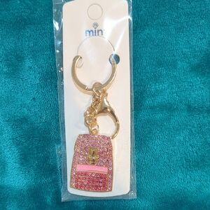 Pink and Gold Keychain with Rhinestones